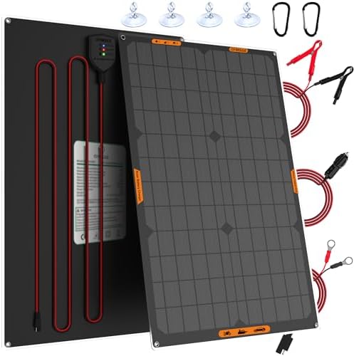 OYMSAE 30 Watt 12 Volt Solar Panel Solar Trickle Charger 30W 12V Portable Solar Battery Charger & maintainer with Cigarette Lighter Plug & Alligator Clip