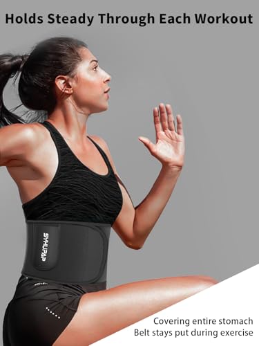 SYXUPAP Waist Trimmer for Women and Men,Waist Trainer for High-Intensity Training & Workouts, Size M Black