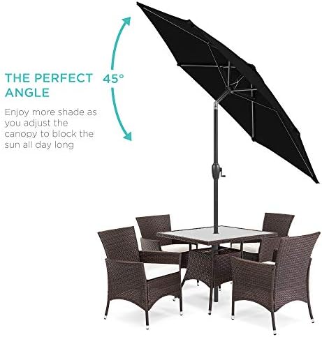 Best Choice Products 7.5ft Heavy-Duty Round Outdoor Market Table Patio Umbrella w/Steel Pole, Push Button Tilt, Easy Crank Lift - Black
