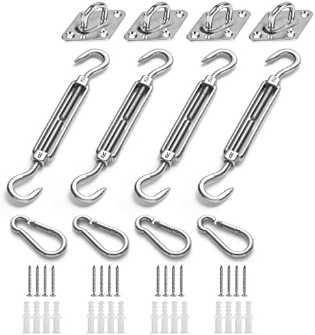 HOMPER Awning Attachment Set, Heavy Duty Sun Shade Sail Stainless Steel Hardware Kit for Garden Triangle and Square, Rectangle, Fixing Accessories