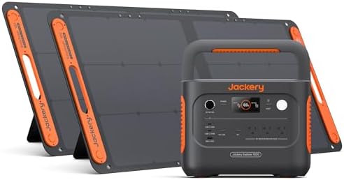 Jackery Solar Generator 1000 v2 with 2x100W Solar Panel,1070Wh Portable Power Station LiFePO4 Battery,1500W AC/100W USB-C Output,1Hr Fast Charge for Outdoor,Off-Grid Living,RV,Emergency