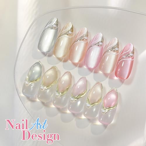 Double Rhythm 15ML Glass Cat Eye Gel Polish with Magnet Same Color Same Bottle Holographic Glitter Shimmer Salon Soak Off Magnetic Nail at Home (Rose Pink-MC1150)