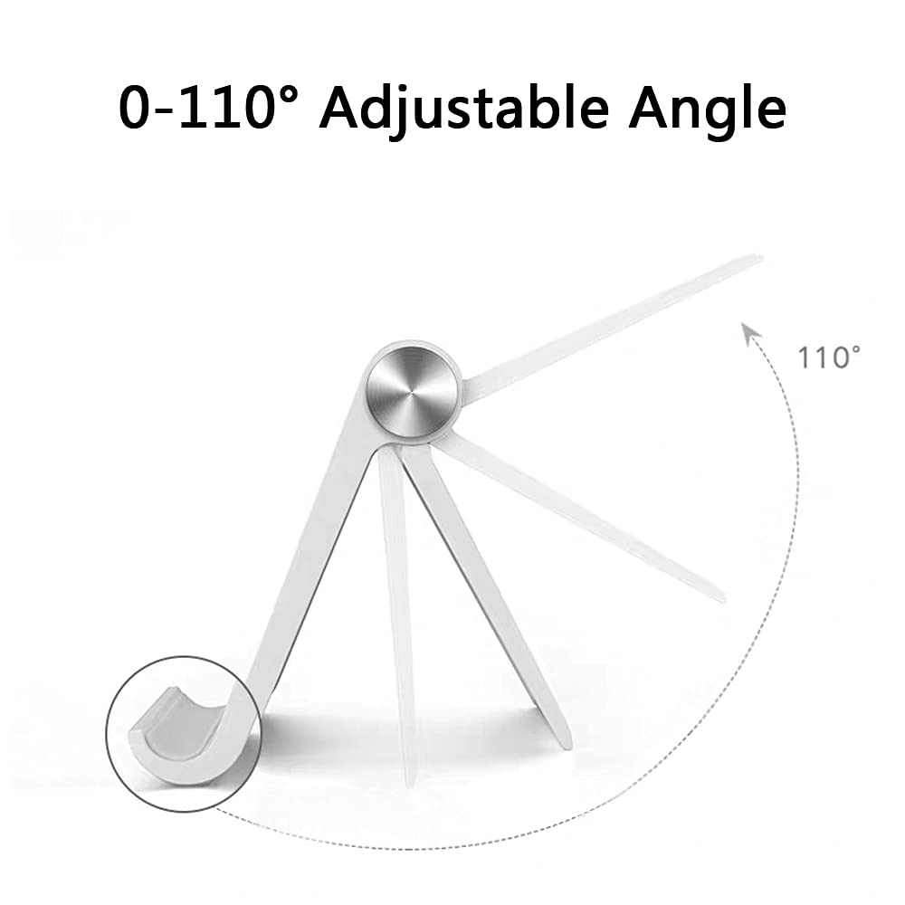 Mayten Foldable Cell Phone Stand for iPhone - Adjustable Phone Holder with Wide Compatibility, Portable Desktop Dock for iPhone 15/14/13/12/11/Pro/Max/SE, Galaxy, Pixel, Anti-Slip Design (White)