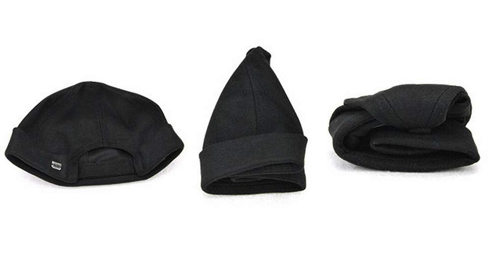 Zegoo Men Women Skullcap Beanie Worker Sailor Cap Rolled Cuff Retro Brimless Outfit Hat Black