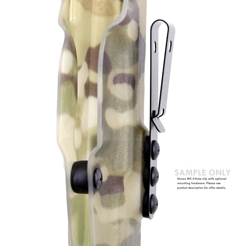 HolsterSmith Universal Metal Belt Clip for Holster Making - (Model 5) - (3-Hole) - (Tactical Black) - (w/Spartan Helmet Engraving) - (2 Pack)