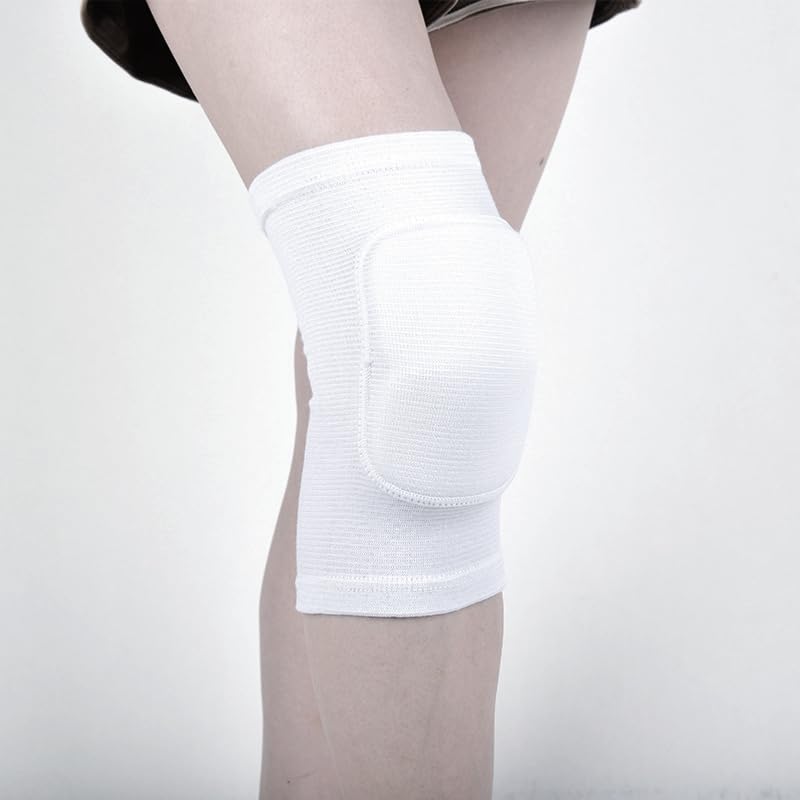 Kids Volleyball Kneepad Soft with Sponge 1 Pair, Knee Sleeve for Adult Youth Pole Dance Cycling Soccer Roller Skating-Elbow Support Work Gym Yoga Golf Leg Protector Auto Mechanic-Black(White, S)