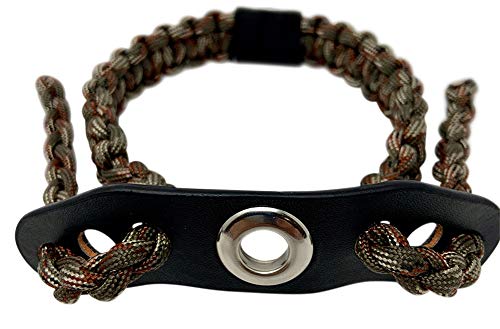 Ten Point Gear Bow Archery Wrist Sling 550 Paracord - Survival Hunting Shooting - Durable Leather with Metal Grommet (Multiple Camo Options) (Flo-Green & Camo)