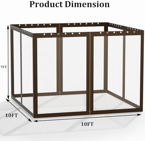 Gazebo Replacement Netting Screen Mosquito Net Screen Walls for 10 x 10 ft Outdoor Gazebo Canopy, 4-Panel with Double Zippers for Outdoor Patio (Only Netting)
