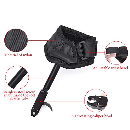 Compound Bow Release Aid Trigger Adult Archery Right Left Hand Adjustable Black Color Wrist Strap （Pack of 1