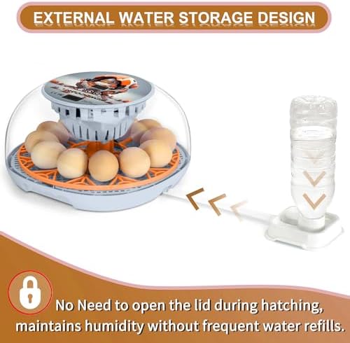 Smart Chicken Incubators for Hatching Eggs with Automatic Turner Small Poultry Duck Quail 12 Egg Incubator Temperature Control Display Hatcher Machine (Mechachick, ℉)