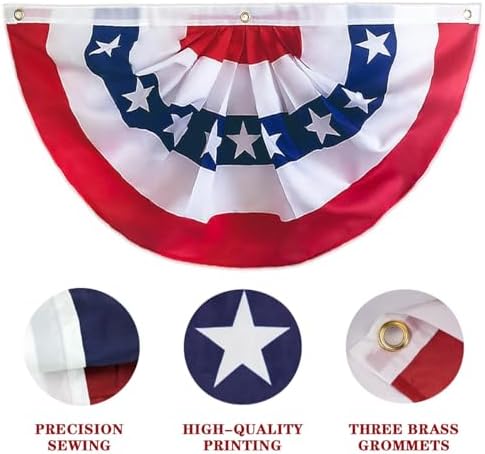 American Bunting Flags 3x6 Ft, 4 Packs American Pleated Fan Flag, Usa Patriotic Half Fan Banner Flag, For 4th Of July Decorations Day