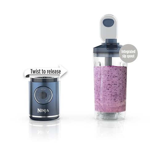 Ninja Blast Max, Portable Blender + Twist & Go, Personal Smoothie, Blend, Ice Crush, 3 Programs, Cordless, 22 oz removable Vessel, Dishwasher Safe, Leakproof, Navy, BC251NV