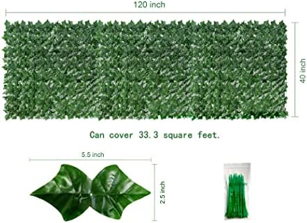Bybeton Artificial Ivy Privacy Fence Screen - 40" X 120" UV-Anti Fake Leaves Vines - Patio Balcony Privacy, Garden, Backyard Greenery Wall Decor