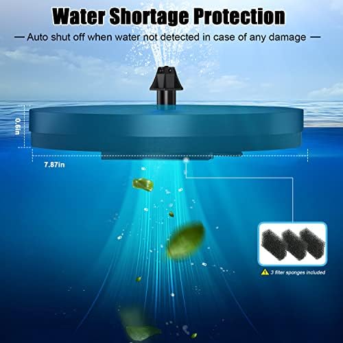 Solar Bird Bath Fountains Upgraded, 4W Solar Powered Water Fountain Pump with 4000 Battery, 7 Nozzles & 4 Fixers, Colorful LED Lights for Garden, Pond, Swimming Pool, Fish Tank, and Outdoor