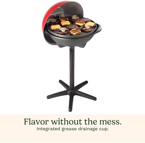 Cuisinart Indoor/Outdoor Electric Grill, 2-in-1 Portable BBQ with Nonstick Cooking Surface, Electric Grill Outdoor with Adjustable Heat, Stand/Tabletop Options for Cookouts, Barbecues, Small Spaces