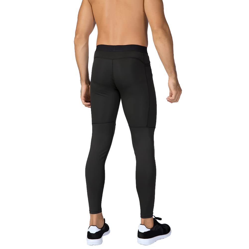 TopTie Men's Compression Pants Zipper Pocket Baselayer Sports Tights Leggings-Black-M