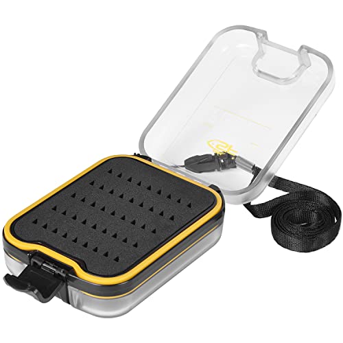 SF Plastic Waterproof Pocket Fly Fishing Box Double Side Clear Lid Easy Grip Foam with Lanyard Mini Fly Box