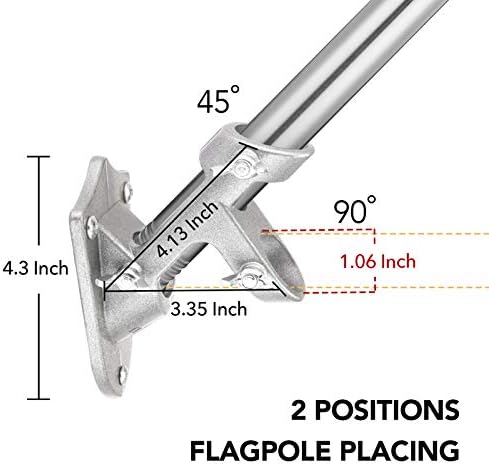 Flag Pole for House with 3x5 American Flag, 6 FT Wall Mount Flag pole with Bracket for Home Porch,Outdoor deco.Residential or Commerical Tangle Free Flag Pole Kit (Silver)