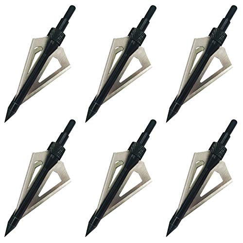 AREYCVK Archery Broadheads, 100 Grains Screw in Arrow Archery 3 Blades Hunting Heads Arrow Tips Compatible Crossbow& Compound Bow with Broadhead Storage Case (12PCS) (Black)