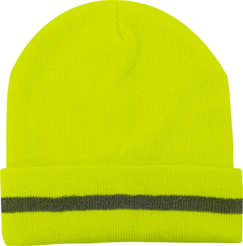 Ironwear 1243 Hi-Vis Reflective Beanie Hat | 100% Acrylic Knit (Lime)