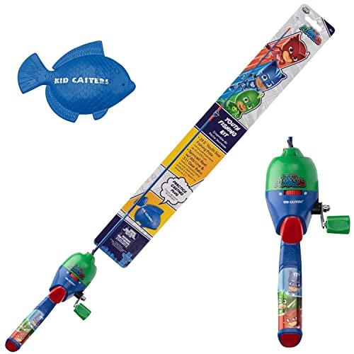 Kid Casters: PJ Masks Youth Fishing Pole | Spincast Reel & Practice Casting Plug | Small & Easy to Use (Pre-spooled with a 6-Pound Fishing line), 29.5 Inches Long
