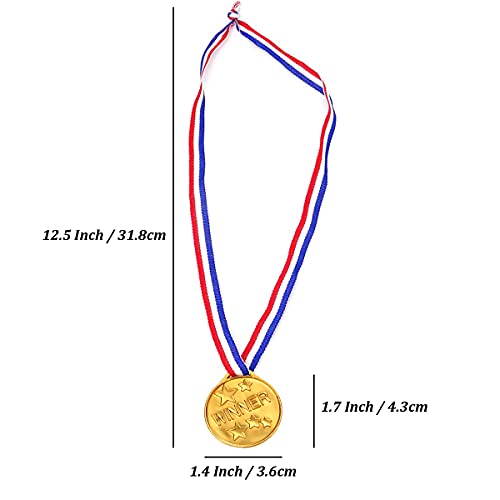 KISEER 40 Pieces Plastic Gold Winner Award Medals Bulk for Sports, Games Competitions, Party Favors and Decorations