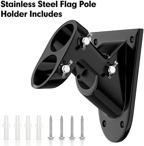 American Flag and 6ft Heavy Duty Flag Pole Kit for House Outside - 3x5 Embroidered USA Flag, Tangle Free Steel Black Pole With Bracket for Residential, Commercial, Outdoors Garden