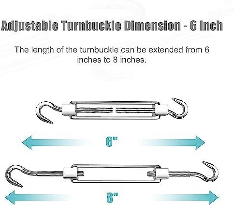 FZENeast Shade Sail Hardware Kit Include Winches & Wire Rope, Anti-Rust Stainless Steel Sun Shade Hardware Kit for Rectangle Square Triangle Shade Sail Installation(75 PCS)