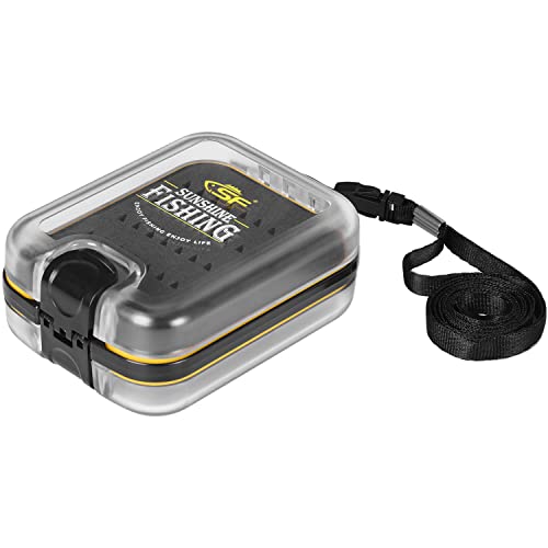 SF Plastic Waterproof Pocket Fly Fishing Box Double Side Clear Lid Easy Grip Foam with Lanyard Mini Fly Box