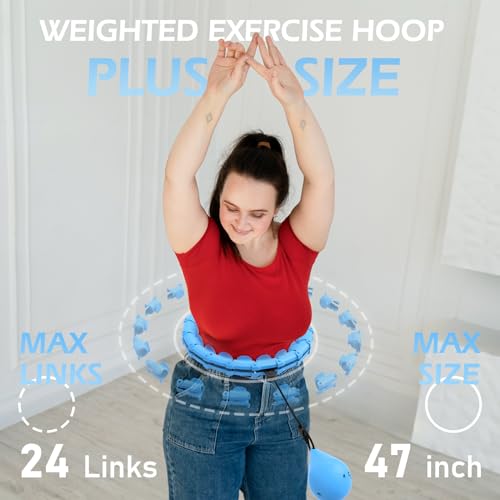 JLoibao Weighted Hula Circle with 24 Links for Adults Weight Loss, Infinity Fitness Hoop Plus Size, for Women Smart Exercise Equipment