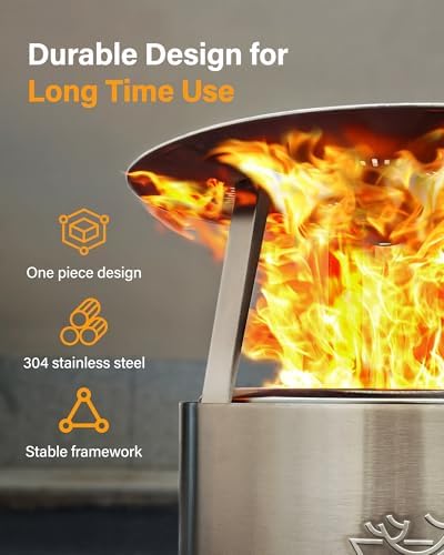 YEFU Fire Pit Heat Deflector for Solo Stove Bonfire 19.5", Portable 304 Stainless Steel Heat Diffuser Accessory for Firepit Captures and Redirects Warmth, Detachable Burner Cover Accessories