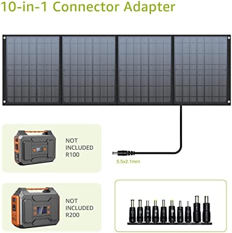 Portable Solar Panel 40W, Foldable Solar Charger for Outdoor Solar Generator Power Station, Adjustable Kickstand,10 in 1 Connectors,DC to DC Cable,USB QC3.0 Output for Camping RV Road Trip Adventure
