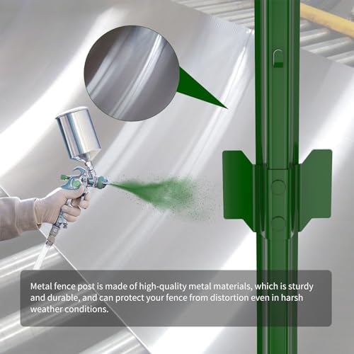 Fence Posts 7 Feet, Pack of 10, 3-4-5-6-7Ft Heavy Duty Garden Metal Steel Fence Post with U-Channel, No Dig Steel U Post Fencing for Lawn, Garden