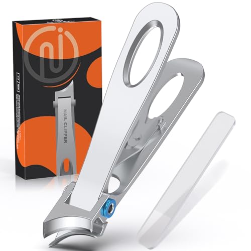 Toenail Clippers for Thick Toenails with 45° Curve Blade, Wide Jaw, Long Handle Easier Trimming | Ergonomic Toe Nail Clippers for Thick Nails for Seniors Men | Premium Steel Fingernail Clipper Cutter
