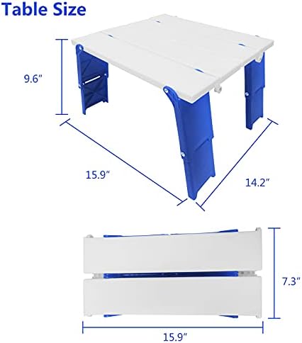 15.9"x14.2"x9.6" Large Portable Folding Beach Table for Sand Foldable Height Adjustable Side Table Desk for Camping Picnic BBQ with Carry Bag, Blue