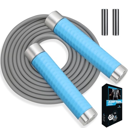 Weighted Jump Rope for Men，Women and kids(1LB), Jump Ropes for Fitness, Speed Skipping Rope, Gym,Indoor/Outdoor - Fitness, Workout, Boxing,crossfit (Black)
