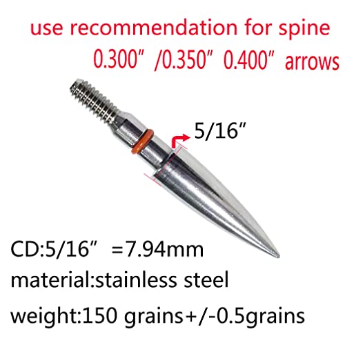 Field Points arrowheads 125 Grains Archery Field Points, 5/16 Stainless Steel Screw in Archery Field Tips and Broadheads (1 Dozen A Grain 2.9x2.3x0.6