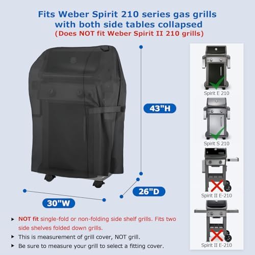 SunPatio 2 Burner Grill Cover 30 Inch, Heavy Duty Waterproof Small BBQ Cover Compatible for Weber Spirit 210 Series, Charbroil, Kenmore Grills, Compared to Weber 7105 (Not Fit for Spirit II E-210)