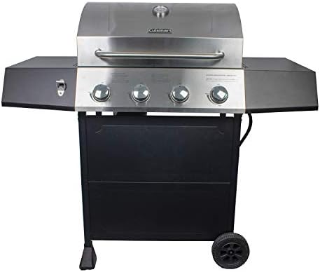 Cuisinart 4-Burner Gas Grill, 44,000 BTU Stainless Steel Full Size Propane Grill with Cast Iron Grates, Outdoor Barbecue with Large Cooking Space and Side Tables for Prep