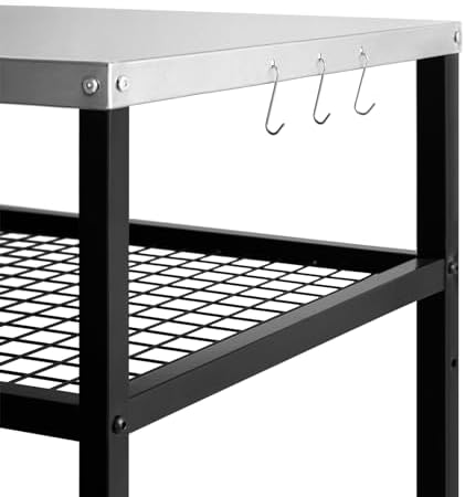 Stainless Steel Outdoor Grill Cart Pizza Oven Stand Trolley Table with Wheels Three-Shelf Movable Food Prep and Work Table Heavy Duty Grill Carts Outdoor Cart 31.5"×24"×35.5"