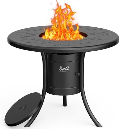 BALI OUTDOORS Dual 1-Pound Propane Fire Pit Outside, 26 inch Outdoor Fire Pit Black, Round Firepit Table for Outside Patio