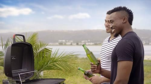 820-0065C 1 Burner Portable Gas Grill for Camping, Outdoor Cooking , Outdoor Kitchen, Patio, Garden, Barbecue with Two Foldable legs, Red + Black