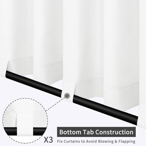 Easy-Going Outdoor Patio Curtains Detachable Tab Top Windproof Weatherproof Curtain for Cabana, Porch, Pergola and Gazebo, Tab Bottom Drape, 2 Panels, 54W x 84L inch, White