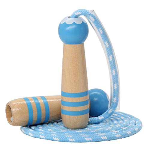 Jump Rope Kids, 7ft Adjustable Cotton Skipping Rope with Wooden Handle for Boys and Girls Fitness Outdoor Exercise(Blue)