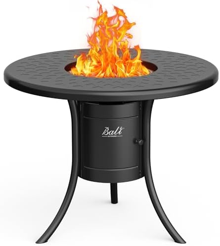 BALI OUTDOORS Dual 1-Pound Propane Fire Pit Outside, 26 inch Outdoor Fire Pit Black, Round Firepit Table for Outside Patio