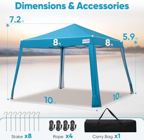 Quictent 10x10 Pop Up Canopy Tent Lightweight, Portable, and Versatile for Beach and Sporting Events with Sun Protection and Easy Setup