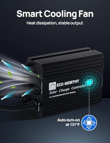ECO-WORTHY 12A Boost MPPT Solar Charge Controller Solar Panel Regulator for 48V/60V/72V Lead-Acid, LiFePO4, Gel, Flooded Batteries .etc in Golf Cart Electric Vehicles and Solar System