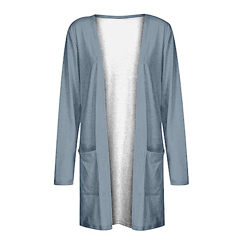 Lightweight Cardigan for Women 2024 Fall Casual Solid Long Sleeve Open Front Cardigans Outwear with Pockets
