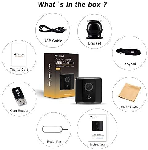 Ehomful Wireless Camera HD 1080P Mini Hidden Spy Camera Portable Small Nanny Cam Surveillance Cameras for Home Security Indoor/Outdoor Medium Sized