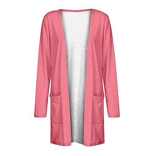 Lightweight Cardigan for Women 2024 Fall Casual Solid Long Sleeve Open Front Cardigans Outwear with Pockets